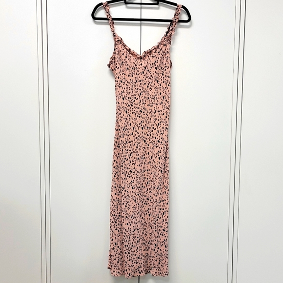 Reformation Pink Leopard Ruffle Strap Lui Dress 4 - Picture 3 of 9